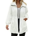 thumbnail image 2 of larppty Raincoats Women Rain Jacket Waterproof Lightweight With Hood Windbreaker Jacket Trench Coat (White, 3XL), 2 of 9