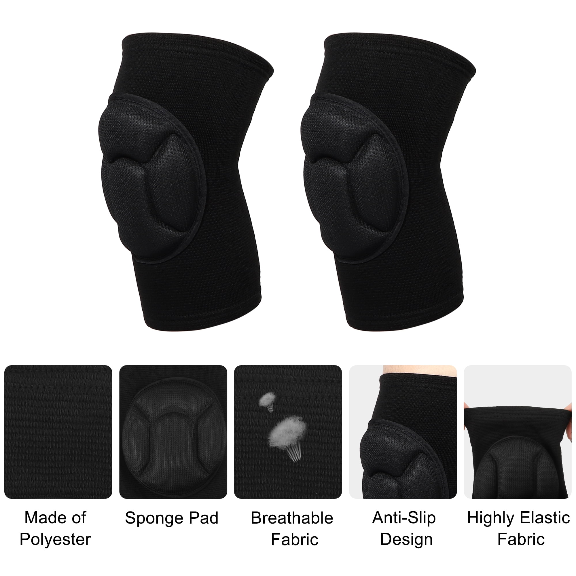 Unique Bargains 1Pair Knee Brace Protection Polyester Knee Pads Knee Support Black Size XL