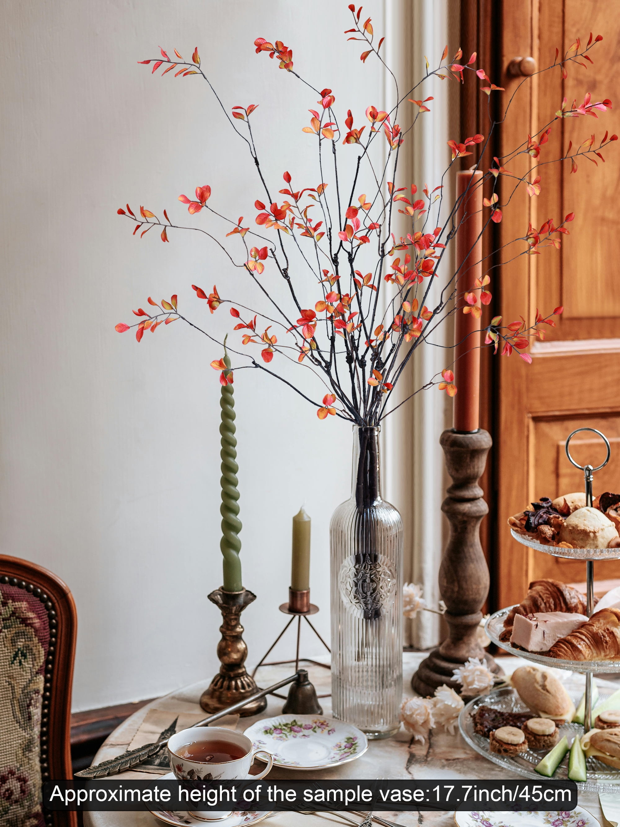 Forlaoers 38" Tall 8pcs Realistic Ficus Fall Artificial Plants Fake Greenery Stems Tree Olive Branches Silk Leaves Faux Flowers for Home Decor Indoor Table Centerpiece Vases Filler Office Decorations