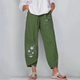thumbnail image 2 of Pantalones estampados de bolsillo de algodón y lino sueltos casuales de verano para mujer Pantalones Pompotops  ulkah939088, 2 of 5