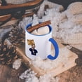 thumbnail image 5 of 3dRose, Funny Humorous Man Guy With A Sign Will Work For Bagels, 11oz Two-Tone Blue Mug, 5 of 7