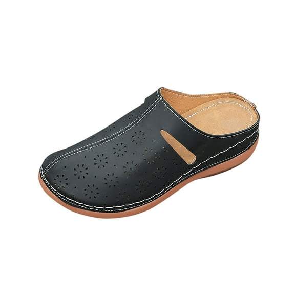 Sandals Women Comfortable Arch Support Platform Sandals Casual Breathable Shoes Embellished Women Mules Slip-On: Closed Toe shoes - Comfortable Black Women Sandal