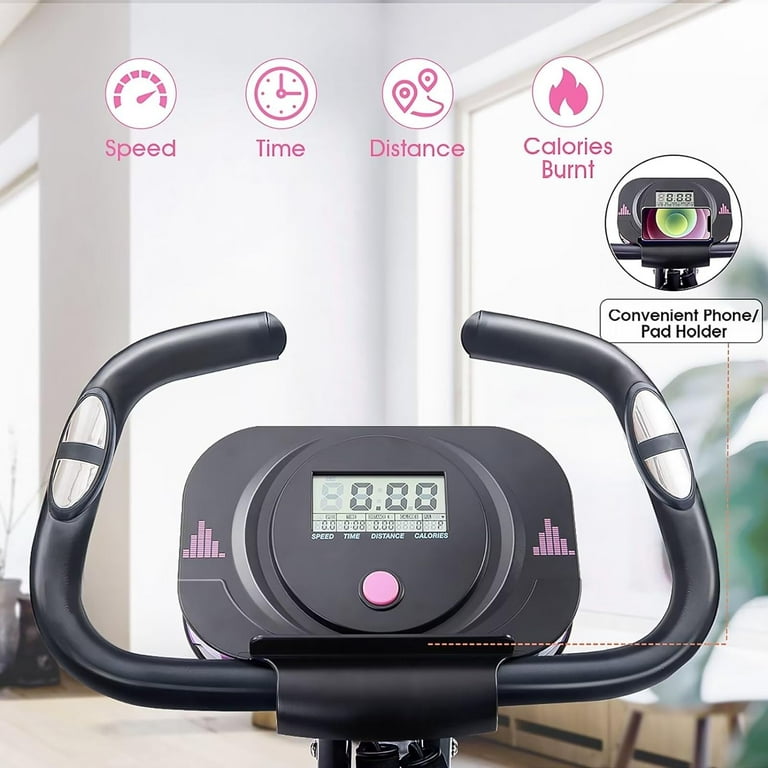 Folding Recumbent Exercise Bike 3 in 1 Compact Stationary Bicycles Exercise Bike w Adjustable Arm Resistance Bands LCD Monitor Tablet Holder High