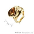 thumbnail image 2 of HIJONES Women's Stainless Steel Trendy Pearl Simulated Tiger's Eye Gemstone Engagement Ring Bean Sprout Wrap Band Cocktail Jewelry Brown Size 9, 2 of 6