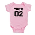 thumbnail image 3 of Body Twin Bodysuit Clothes Sports Jersey Numbers 01 and 02 Outfits Gift for Twins (Pink, 18-24M), 3 of 5