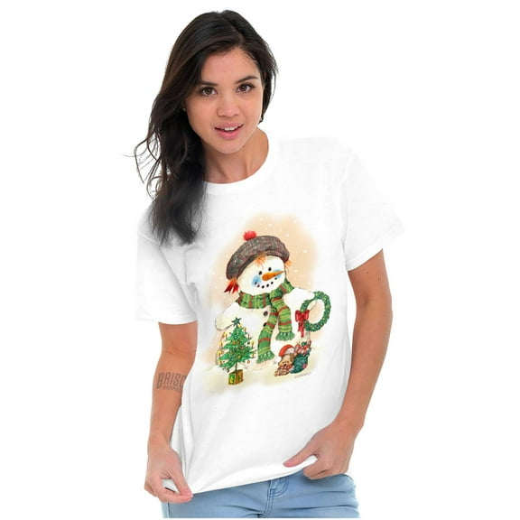 Blushing Snowman Winter Wonderland Women's Graphic T Shirt Tees Brisco Brands S