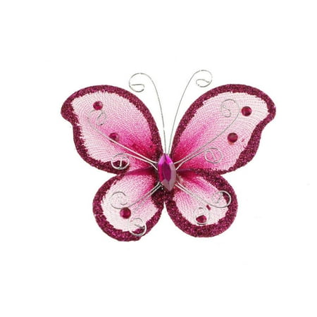 - Organza Nylon Glitter Butterflies, 2-inch, 12-Piece