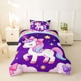 thumbnail image 2 of Erosebridal Kawaii Unicorn Kids Twin Bedding,Cute Bowknot Kawaii Stars Rainbow Duvet Cover Set For Girls,Reversible 2-Piece,No Comforter, 2 of 6
