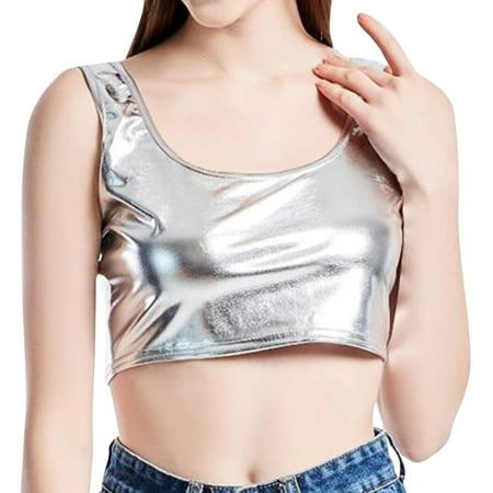 

KaLI_store Long Vest For Women Women s Zip Backless Strapless Bustier Push Up Vest Ruched Crop Tube Tops Silver M