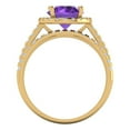thumbnail image 4 of 2.56ct Brilliant Round Cut Natural Amethyst 18K Yellow Gold Halo Solitaire with Accents Engagement Bridal Wedding Ring Band Set size 8, 4 of 7