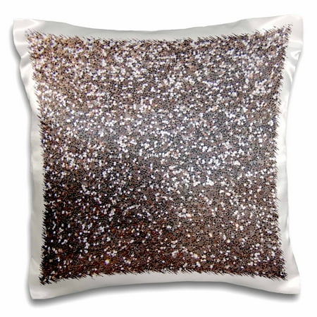 - 3dRose Silver Faux Glitter - photo of glittery texture - metallic sparkly bling - diva glam sequins glamor, Pillow Case, 16 by 16-inch
