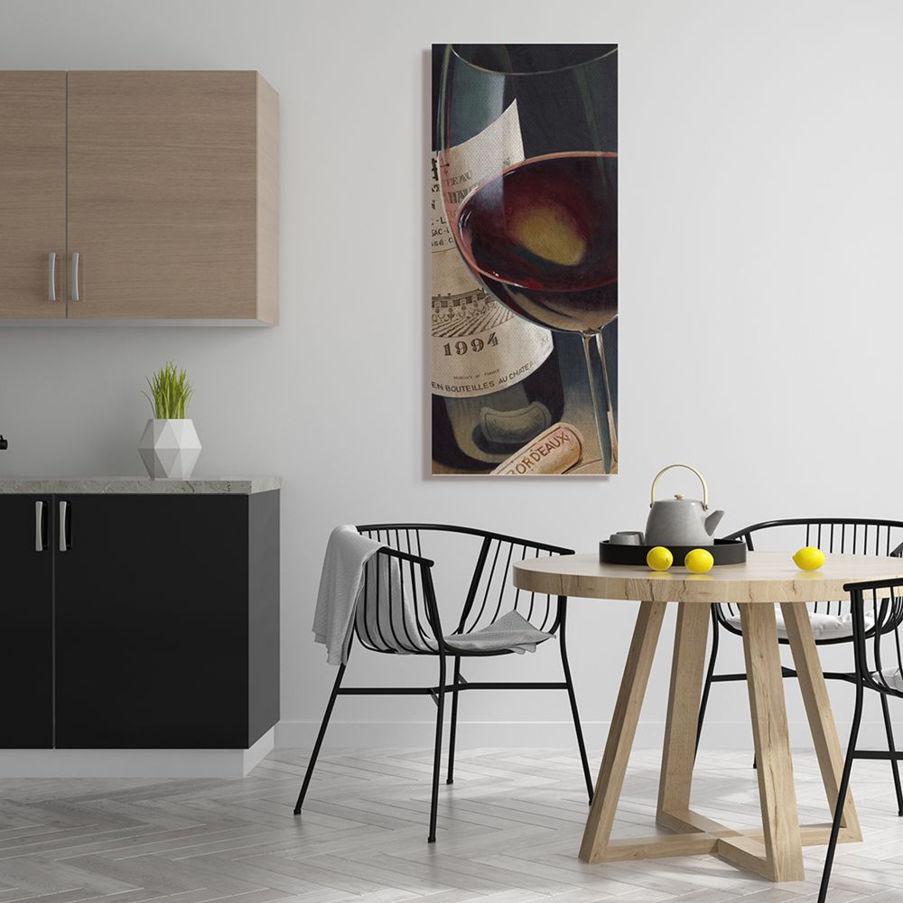 Stupell Industries Bordeaux Wine Glass Red Bottle Hyper Realistic Painting Canvas Wall Art by Stefano Ferreri