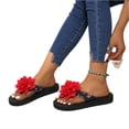 thumbnail image 3 of YOUYEDIAN Pantoufles de Maison pour Femmes Été Chaussures d'Intérieur Mode Sandales Confortables Sandales de Plage de Plage (Rouge), 3 of 5