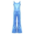 thumbnail image 3 of CHICTRY Kids Girls Shiny Bell-Bottomed Full Bodysuit Metallic Jazz Dance Unitard Sleeveless Gymnastics Jumpsuit Blue 10, 3 of 7
