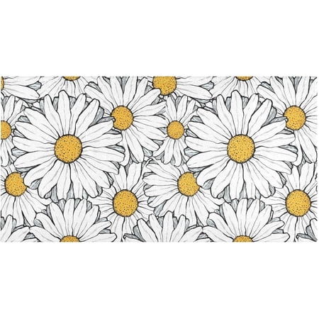 Bestwell White Daisy 39" x20" Soft and Absorbent Bathroom Rugs,Quick Dry Machine Washable Bath Mat for Bathroom Kitchen Bathtub