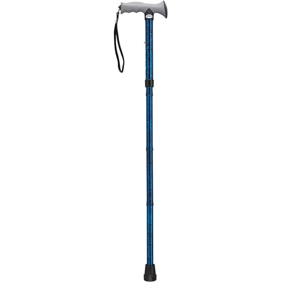 Adjustable Lightweight Folding Cane with Gel Hand Grip, Blue Crackle( Pack of 2 )