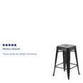 thumbnail image 5 of BizChair Commercial Grade 24" High Backless Black Metal Indoor-Outdoor Counter Height Stool with Square Seat, 5 of 13