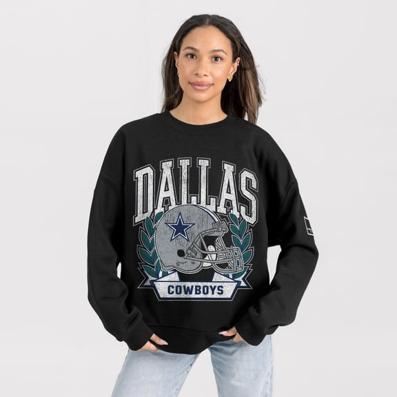 Women's Gameday Couture Black Dallas Cowboys Oversized Victory Lane Black Label Premium Fleece Sweatshirt