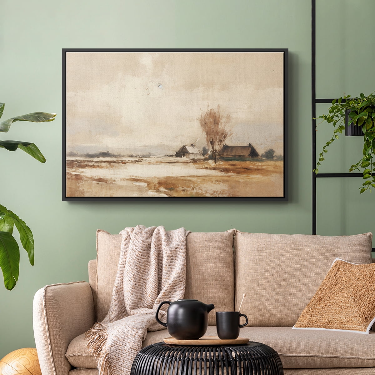 Vintage Landscape-III By Wexford Home Framed in Black Wood Gallery Wrapped Canvas 27 in. x 41 in.