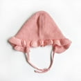 thumbnail image 5 of Newborn Baby Ruffles Cap Fashion Handmade Wool Knit Hats Kids Winter Warm Caps Infant Baby Girl Cute Solid Hat Suit for 0-12 Months Kids, 5 of 8