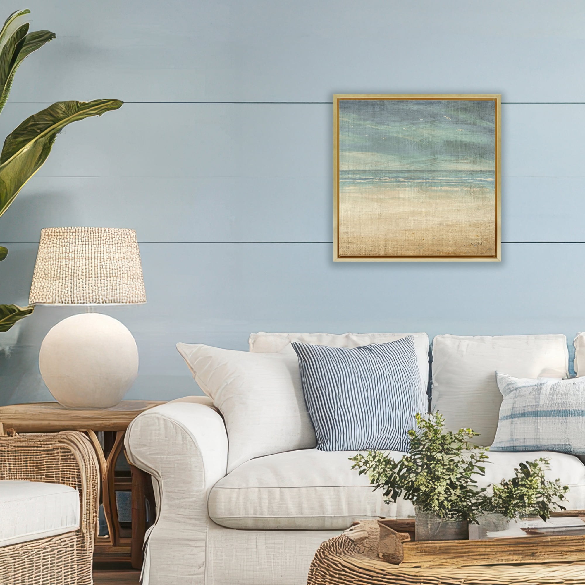 Stupell Industries Moody Coastal Days Gold Framed Floater Canvas Wall Art, design by Dan Meneely