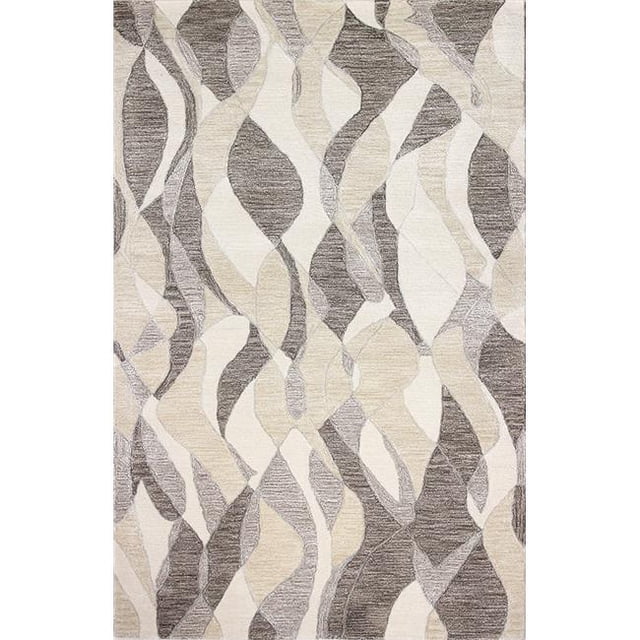 Bashian R129-BE-8X10-HG379 7 ft. 9 in. x 9 ft. 9 in. Greenwich Collection Contemporary Wool & Viscose Hand Tufted Area Rug, Beige