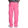 thumbnail image 3 of Dweltoz Men's Cargo Pants Baggy Loose Fit Trousers Straight Leg Casual Pants Elastic Waist Multi-Pocket Utility Pants,Pink M, 3 of 3
