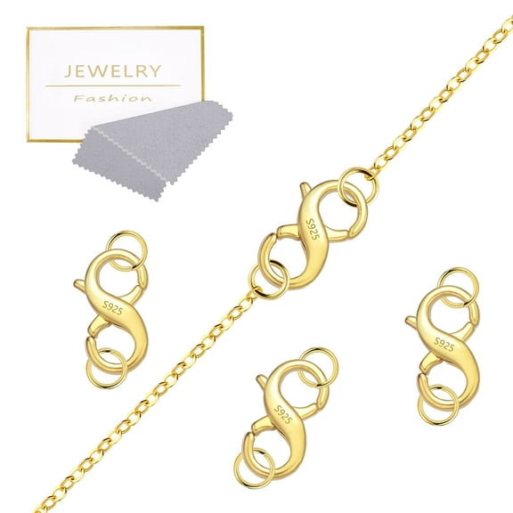 Alexcraft Lobster Clasp - 4Pcs Jewelry Clasp Double Opening Lobster Clasp with Jump Rings - Necklace Shortener 925 Sterling Silver Plated Jewelry Making Supplies Clasp Repair Kit