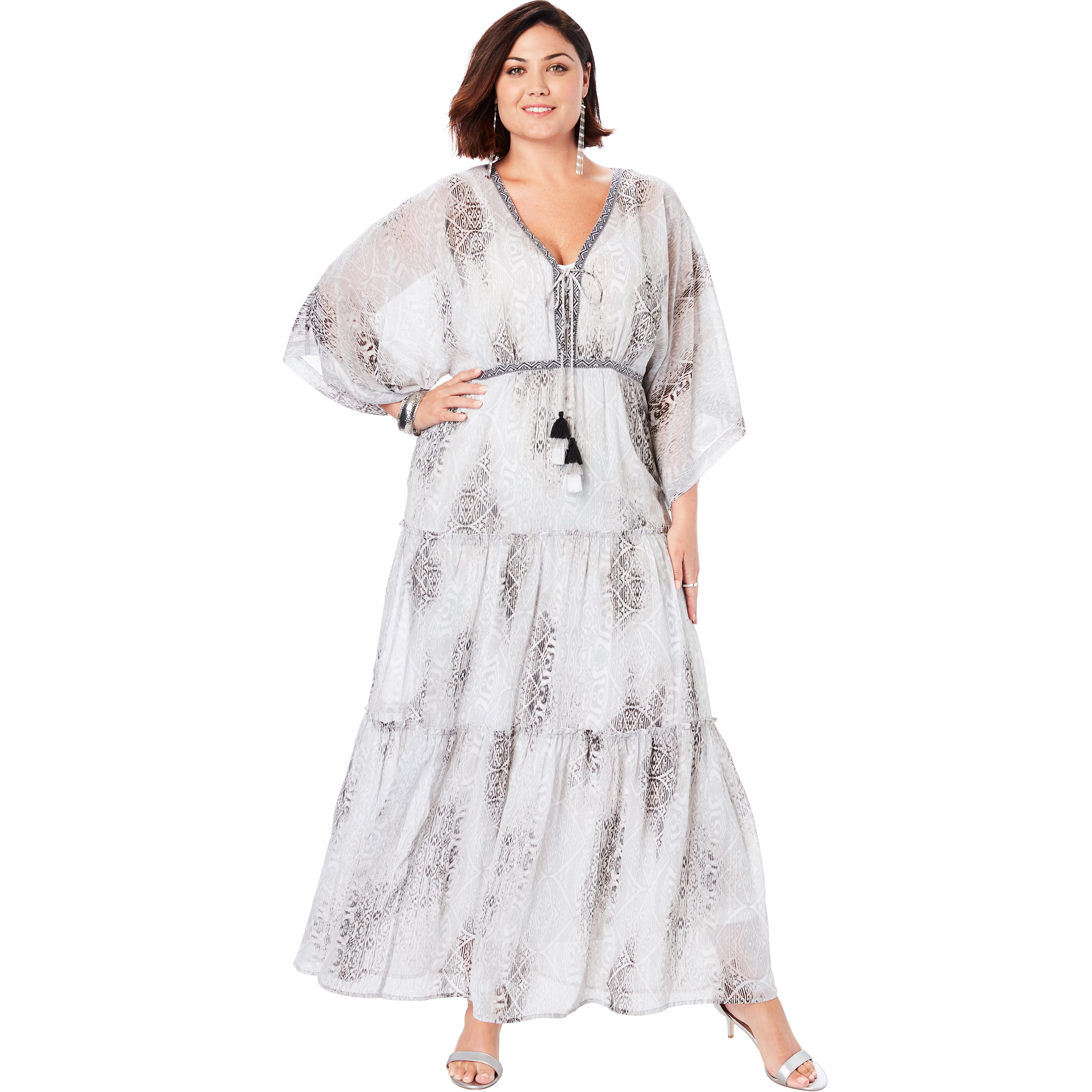 plus size embroidered maxi dress