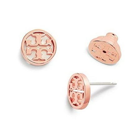 Tory Burch Circle Logo Stud Earrings 16k Rose Gold On Tory Burch Circle Logo Stud Earrings 16k Rose Gold On Card With Dust Cover