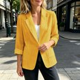 thumbnail image 6 of TGSLY Women's Plus Size Linen Blazer Lightweight Thin Notched Lapel Single Breasted Button Coat Loose Casual Solid Color Long Sleeve Suit Jacket M, 6 of 8