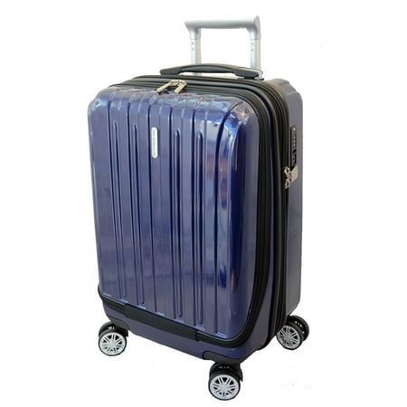 Shadow Spinners Pocket - Luggage 20 inch Carry-on Expandable Spinner Trolley with pocket for computer (Blue )