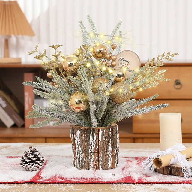 ABPWLY Nouveaux Mini Arbres de Noël Artificiels Pré-Éclairés - Décorations de Noël Intérieures avec Lumières, Petits Arbres de Noël Incluent Baies/pommes de Pin, Décoration de Table de Noël en Liquidation, Essentiel pour Dortoir Canada