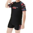 thumbnail image 4 of WOYY Boys 2-Piece Swimsuit Quick Dry Short Sleeve Rash Guard Bathing Suit,Husky, 4 of 8