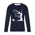 thumbnail image 5 of Zylanna Men's Long Sleeve T-Shirts, Activewear Loose Halloween Print Crew Neck Casual Tops for Men Navy, 5 of 5