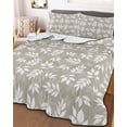 thumbnail image 2 of Quilts Full Size, Beige White Leaves Soft Comforter Bedding Set for Bed, Spring Pastoral Rustic Botanical Lightweight Quilted Bedspread with Pillow Cover(2 Pieces) for All Season, 78x90 Inch, 2 of 6