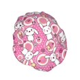 thumbnail image 2 of Kdxio Cute Rabbit Print Shower Cap for Women,Elastic and Reusable,Double Waterproof Layers Bathing Hat, 2 of 9