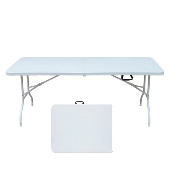 【LuckyNote】6ft Folding Table Portable Plastic Table for Camping Picnics Parties High Load Bearing