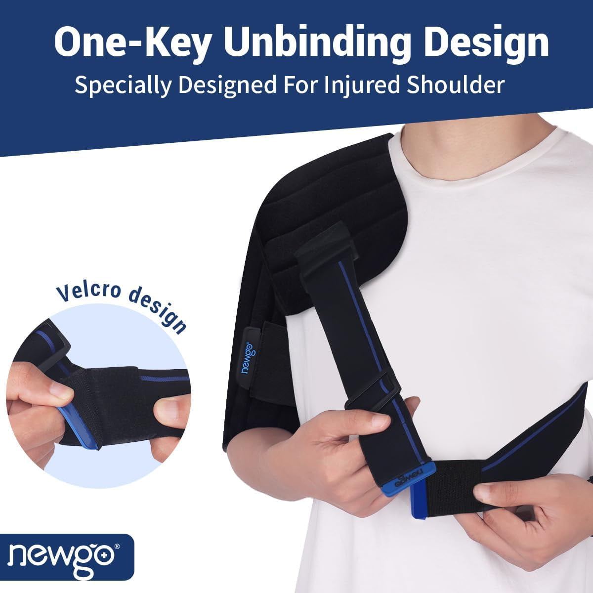 NEWGO Shoulder Ice Pack Wrap for Shoulder Pain Relief, 2 Hours Long Lasting Cold Pack, 1 Count