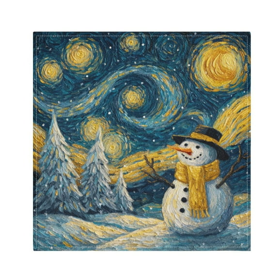 Qxltty Starry Night Snowman Napkins 20×20in Perfect for Parties Dinners Weddings Cocktail Housewarming Cloth Napkins Set of 6