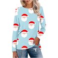 thumbnail image 1 of Sharpies Hauts pour Femmes en Liquidation, T-Shirt de Noël Imprimé pour Femme à Col Rond à Manches Longues/bleu Pâle, (TG), 1 of 2