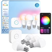 Philips Hue White and Color A19 60W Smart LED Essential Starter Kit with Bridge
