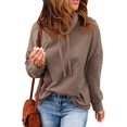 thumbnail image 2 of Sudaderas con capucha casuales Poliéster Otoño Invierno Cuello alto Cordón Un solo color Jersey de manga larga para mujer Marrón XL, 2 of 7