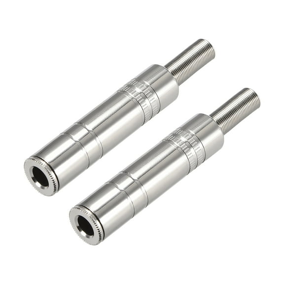 6.35mm Stereo Female Solder Connector Audio Video Cable Power Adapter Zinc Alloy 2Pcs