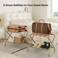 thumbnail image 2 of Set of 2 Luggage Racks for Guest Room, Gold Folding Suitcase Stand with Fabric Shelf, Steel Portable Luggage Stand Bedroom, Hotel, Easy Assembly, Hold up to 110 lb, Bronze, 2 of 12