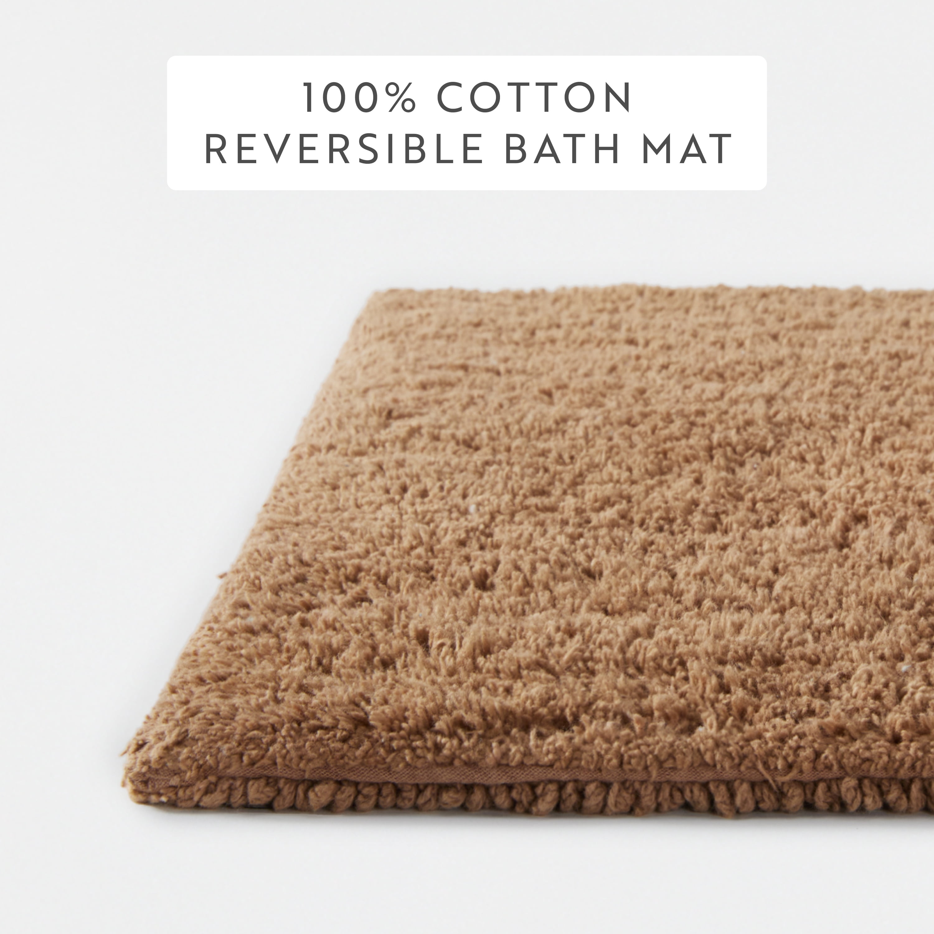100% Cotton Reversible Solid Bath Mat by Comfort Canopy, Mocha, 24" x 17"
