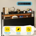 thumbnail image 2 of Casacomoda Twin Size Bed Frame with Storage Headboard, Metal Platform Bed Frame with Storage Drawer, Bed Frame with Charging Station & LED Light, No Box Spring Needed, Black, 2 of 8