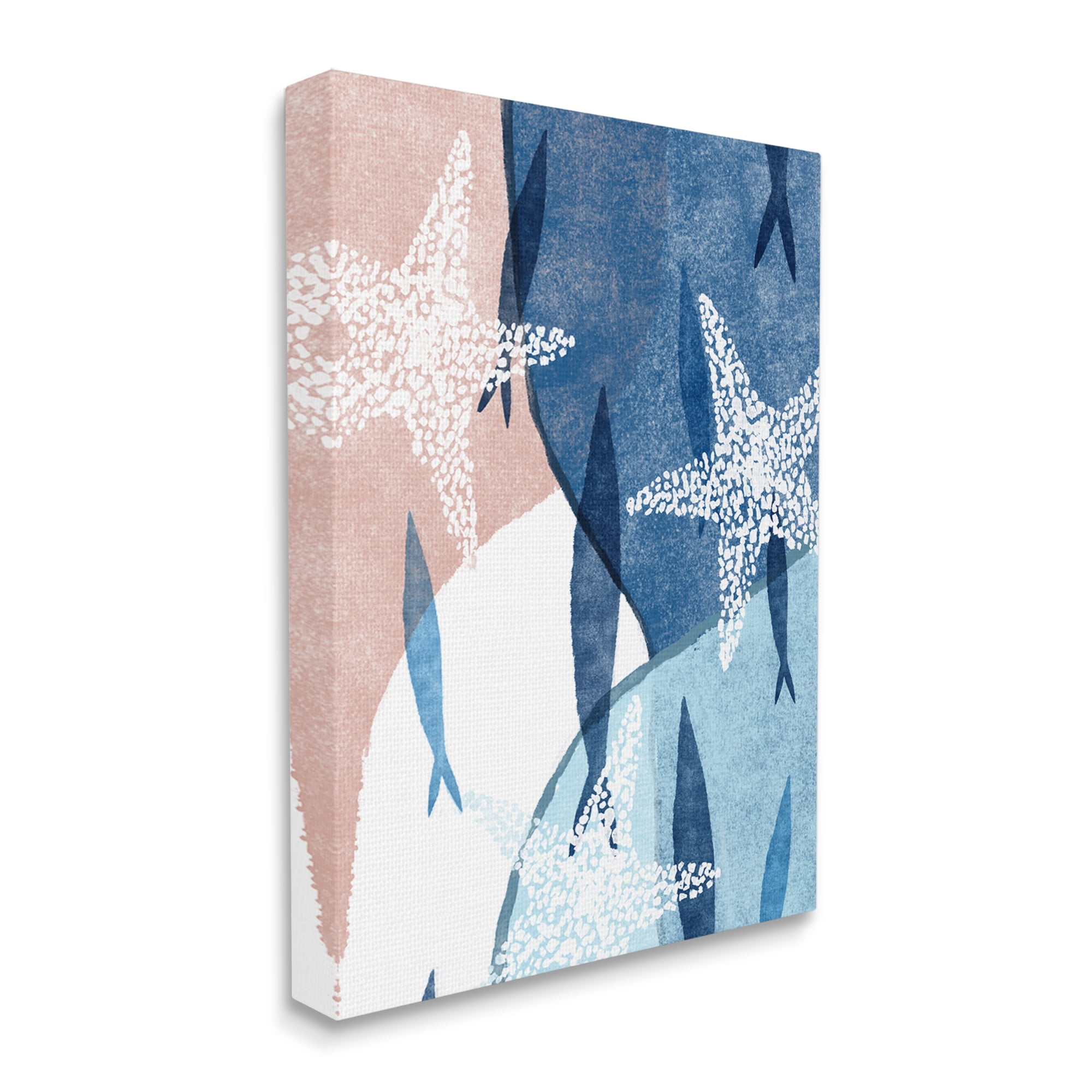 Stupell Industries Abstract Fish Swimming Speckled Starfish Blocked Design Painting Gallery Wrapped Canvas Print Wall Art, Design by Ziwei Li