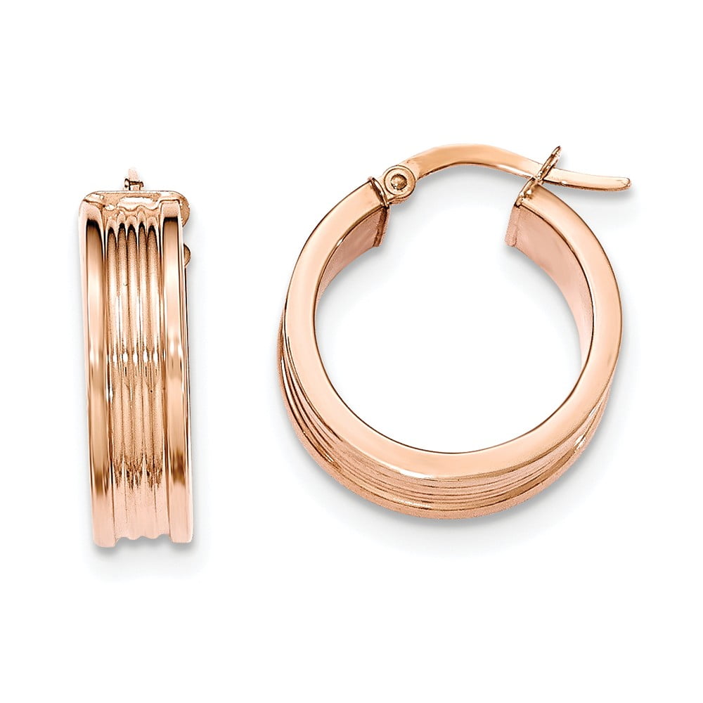 GemApex 14K Rose Gold Earring Hoop Women'S 20 mm 6 Polished Small