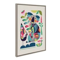 Kate and Laurel Sylvie Mid Century Modern Koala Framed Canvas Wall Art by Rachel Lee of My Dream Wall, 23 x 33, Gray, Whimsical Modern Animal Art Home Décor